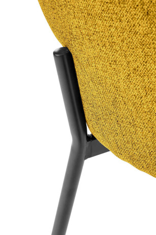 K373 HALMAR Upholstered Dining Chair in Mustard Fabric with Curved Backrest and Metal Legs