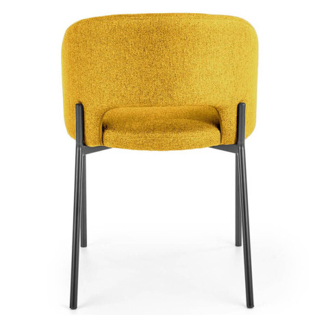 K373 HALMAR Upholstered Dining Chair in Mustard Fabric with Curved Backrest and Metal Legs