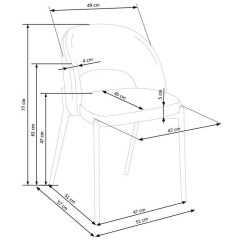 K373 HALMAR Upholstered Dining Chair in Mustard Fabric with Curved Backrest and Metal Legs