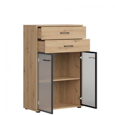 REG2W2S/120 SPACE OFFICE BRW Glass-Fronted Cabinet