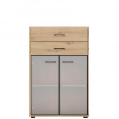REG2W2S/120 SPACE OFFICE BRW Glass-Fronted Cabinet