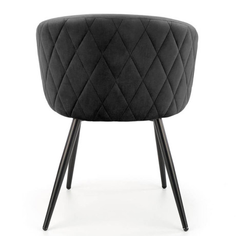 K430 HALMAR Upholstered Dining Chair in Black Fabric with Curved Backrest and Metal Legs