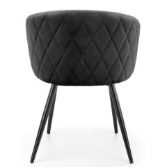 K430 HALMAR Upholstered Dining Chair in Black Fabric with Curved Backrest and Metal Legs