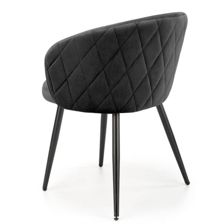 K430 HALMAR Upholstered Dining Chair in Black Fabric with Curved Backrest and Metal Legs