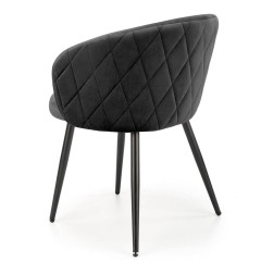 K430 HALMAR Upholstered Dining Chair in Black Fabric with Curved Backrest and Metal Legs