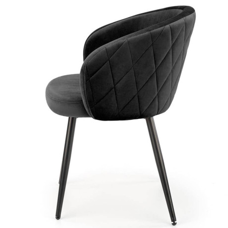 K430 HALMAR Upholstered Dining Chair in Black Fabric with Curved Backrest and Metal Legs