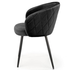 K430 HALMAR Upholstered Dining Chair in Black Fabric with Curved Backrest and Metal Legs