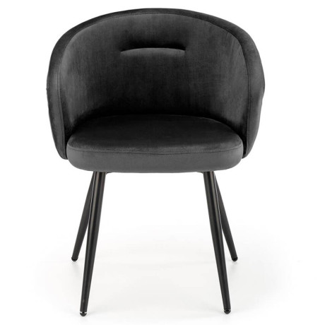 K430 HALMAR Upholstered Dining Chair in Black Fabric with Curved Backrest and Metal Legs