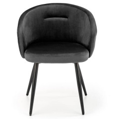 K430 HALMAR Upholstered Dining Chair in Black Fabric with Curved Backrest and Metal Legs
