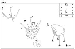 K430 HALMAR Upholstered Dining Chair in Black Fabric with Curved Backrest and Metal Legs