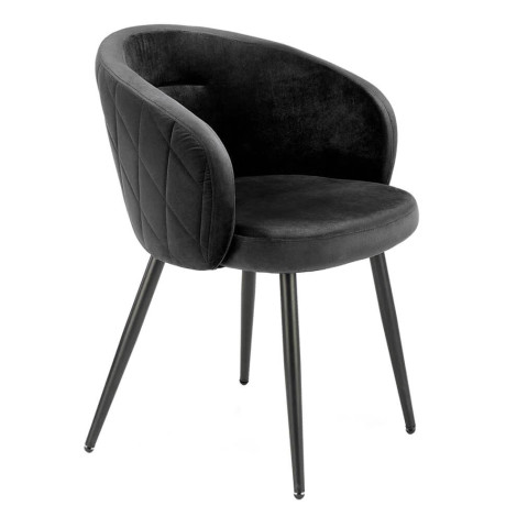 K430 HALMAR Upholstered Dining Chair in Black Fabric with Curved Backrest and Metal Legs