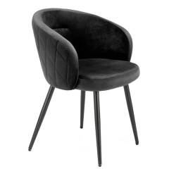 K430 HALMAR Upholstered Dining Chair in Black Fabric with Curved Backrest and Metal Legs