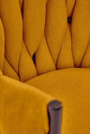 K516 HALMAR Upholstered Dining Chair in Mustard Fabric with Semicircular Backrest and Metal Legs