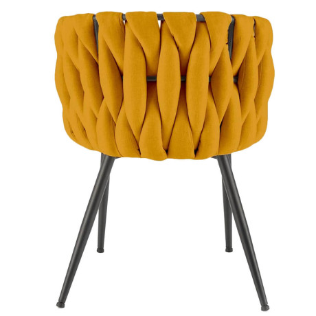 K516 HALMAR Upholstered Dining Chair in Mustard Fabric with Semicircular Backrest and Metal Legs