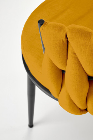 K516 HALMAR Upholstered Dining Chair in Mustard Fabric with Semicircular Backrest and Metal Legs