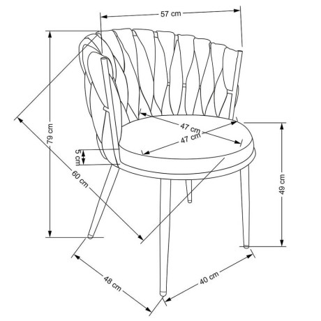 K516 HALMAR Upholstered Dining Chair in Mustard Fabric with Semicircular Backrest and Metal Legs