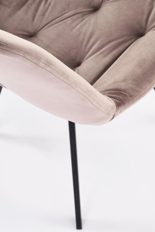 K519 HALMAR Swivel Upholstered Dining Chair in Beige Fabric with Metal Legs