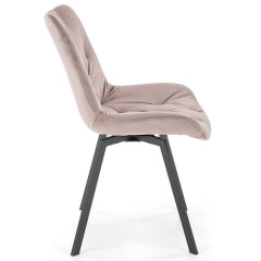 K519 HALMAR Swivel Upholstered Dining Chair in Beige Fabric with Metal Legs