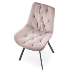 K519 HALMAR Swivel Upholstered Dining Chair in Beige Fabric with Metal Legs