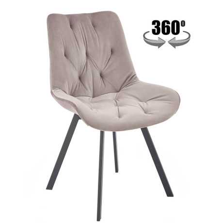 K519 HALMAR Swivel Upholstered Dining Chair in Beige Fabric with Metal Legs