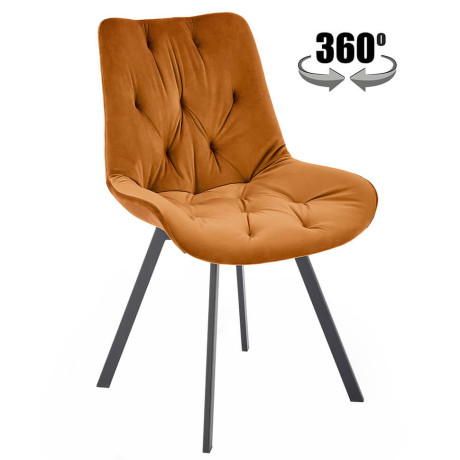 K519 HALMAR Swivel Upholstered Dining Chair in Cinnamon Fabric with Metal Legs