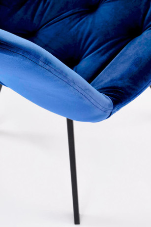 K519 HALMAR Swivel Upholstered Dining Chair in Dark Blue Fabric with Metal Legs