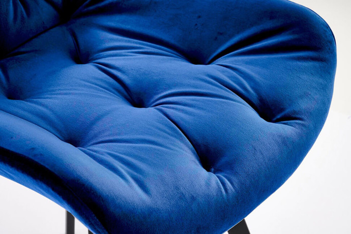 K519 HALMAR Swivel Upholstered Dining Chair in Dark Blue Fabric with Metal Legs