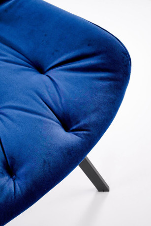 K519 HALMAR Swivel Upholstered Dining Chair in Dark Blue Fabric with Metal Legs