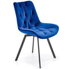 K519 HALMAR Swivel Upholstered Dining Chair in Dark Blue Fabric with Metal Legs