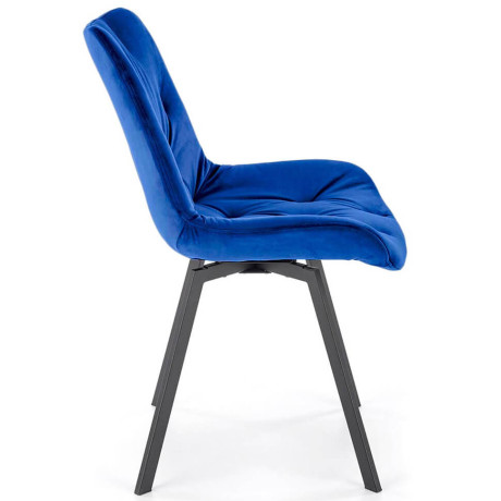 K519 HALMAR Swivel Upholstered Dining Chair in Dark Blue Fabric with Metal Legs