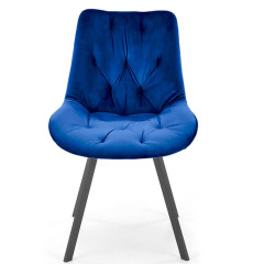 K519 HALMAR Swivel Upholstered Dining Chair in Dark Blue Fabric with Metal Legs