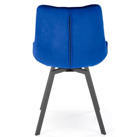 K519 HALMAR Swivel Upholstered Dining Chair in Dark Blue Fabric with Metal Legs
