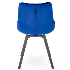 K519 HALMAR Swivel Upholstered Dining Chair in Dark Blue Fabric with Metal Legs