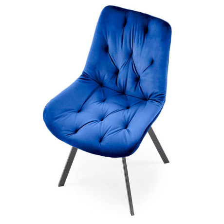 K519 HALMAR Swivel Upholstered Dining Chair in Dark Blue Fabric with Metal Legs