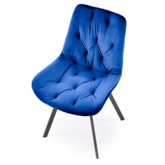 K519 HALMAR Swivel Upholstered Dining Chair in Dark Blue Fabric with Metal Legs