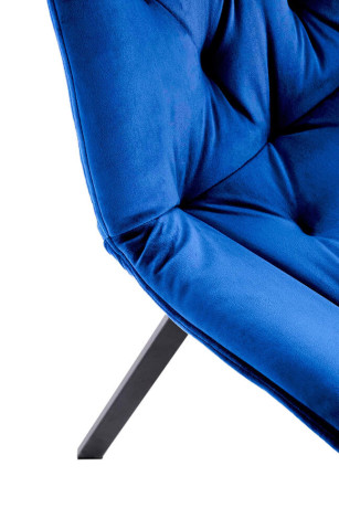 K519 HALMAR Swivel Upholstered Dining Chair in Dark Blue Fabric with Metal Legs