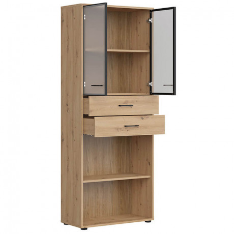 REG2W2S/200 SPACE OFFICE BRW Glass-Fronted Cabinet