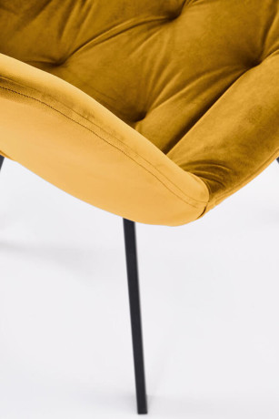 K519 HALMAR Swivel Upholstered Dining Chair in Mustard Fabric with Metal Legs