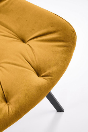 K519 HALMAR Swivel Upholstered Dining Chair in Mustard Fabric with Metal Legs