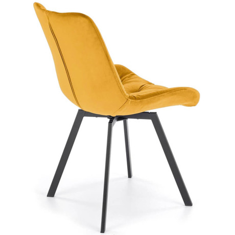 K519 HALMAR Swivel Upholstered Dining Chair in Mustard Fabric with Metal Legs