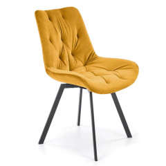 K519 HALMAR Swivel Upholstered Dining Chair in Mustard Fabric with Metal Legs