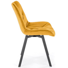 K519 HALMAR Swivel Upholstered Dining Chair in Mustard Fabric with Metal Legs