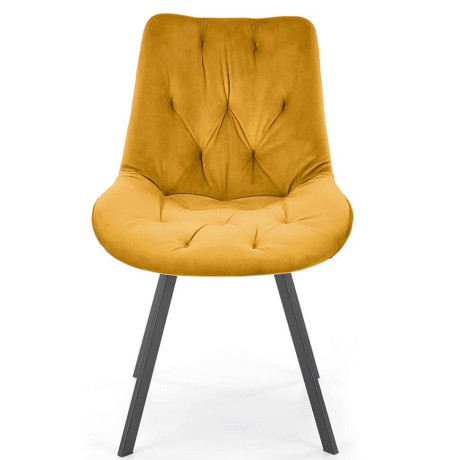 K519 HALMAR Swivel Upholstered Dining Chair in Mustard Fabric with Metal Legs