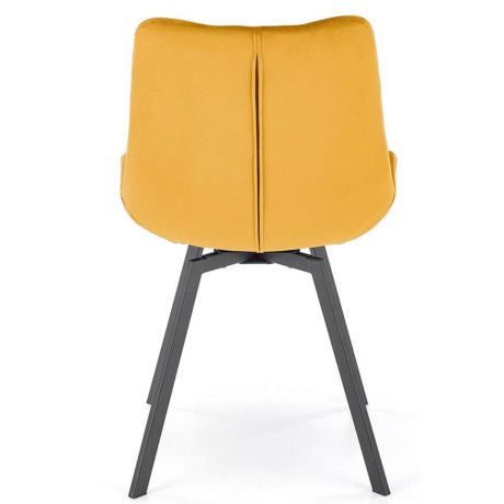 K519 HALMAR Swivel Upholstered Dining Chair in Mustard Fabric with Metal Legs