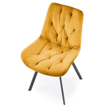 K519 HALMAR Swivel Upholstered Dining Chair in Mustard Fabric with Metal Legs