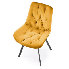 K519 HALMAR Swivel Upholstered Dining Chair in Mustard Fabric with Metal Legs