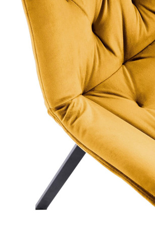 K519 HALMAR Swivel Upholstered Dining Chair in Mustard Fabric with Metal Legs
