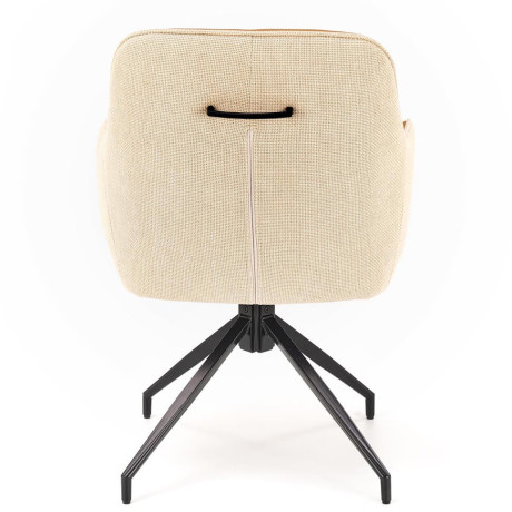 K527 HALMAR Swivel Upholstered Dining Chair in Brown Eco Leather & Beige Fabric with Metal Legs