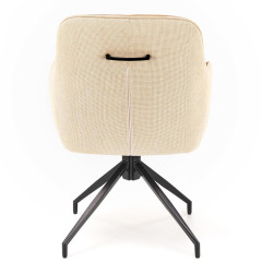 K527 HALMAR Swivel Upholstered Dining Chair in Brown Eco Leather & Beige Fabric with Metal Legs