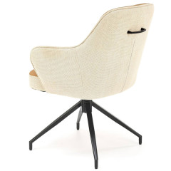 K527 HALMAR Swivel Upholstered Dining Chair in Brown Eco Leather & Beige Fabric with Metal Legs